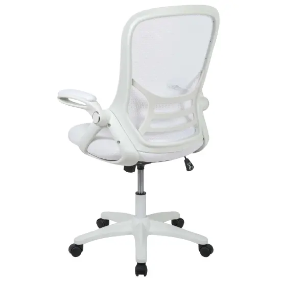 Emma and Oliver High Back Mesh Ergonomic Office Chair with Flip-up Arms White {4}