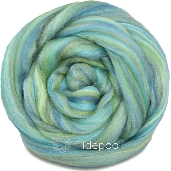 100% Superfine Merino Fiber: Winner's Circle. Soft Combed Top Roving Color Blend for Spinning, Felting, Weaving Tidepool {2}