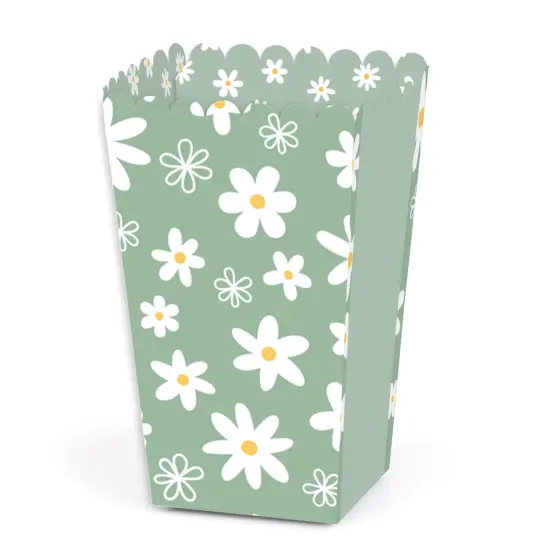 Big Dot of Happiness Sage Green Daisy Flowers - Floral Party Favor Popcorn Treat Boxes - Set of 12 {1}