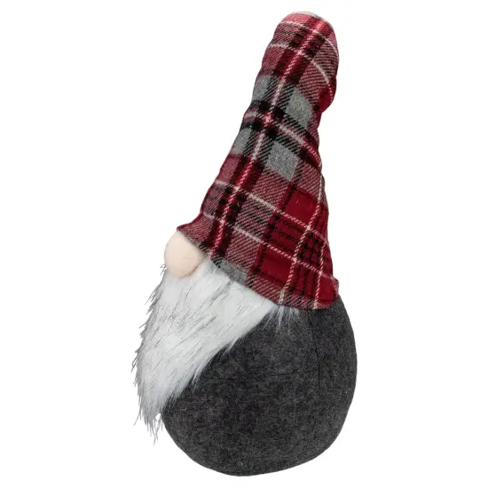 Northlight Plaid Bendable Hat Gnome Sitting Christmas Decoration - 25" - Red and Gray {5}