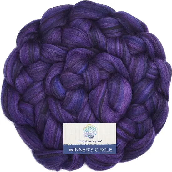 100% Superfine Merino Fiber: Winner's Circle. Soft Combed Top Roving Color Blend for Spinning, Felting, Weaving Larkspur {1}