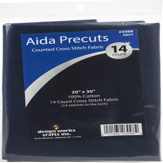 Design Works Gold Quality Aida 14 Count 20"X30"-Navy {2}