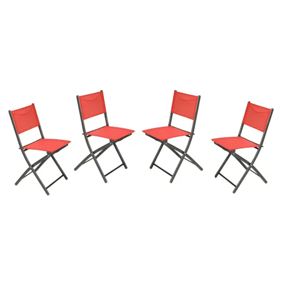 Merrick Lane Bardwell Set of 4 Versatile Flex Comfort Indoor/Outdoor Fold Chairs with Metal Frames Red {1}