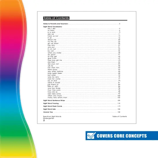 Spectrum Sight Words Kindergarten Workbooks, Phonics Book With Reading and Writing Practice, Vocabulary, Sentence Strips, and Flash Cards, Language Arts Classroom or Homeschool Curriculum {3}
