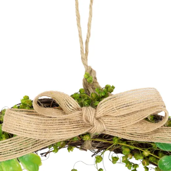 Northlight Spring Floral Easter Wreath with Peering Rabbit - 11" - Green and Pink Brown {6}