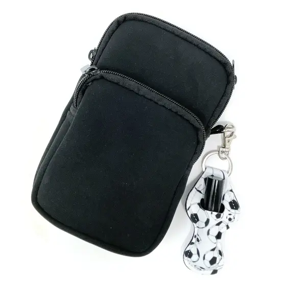 Wrapables 10 Pack Chapstick Holder Keychain with 10 Pieces Metal Clasps Soccer {4}