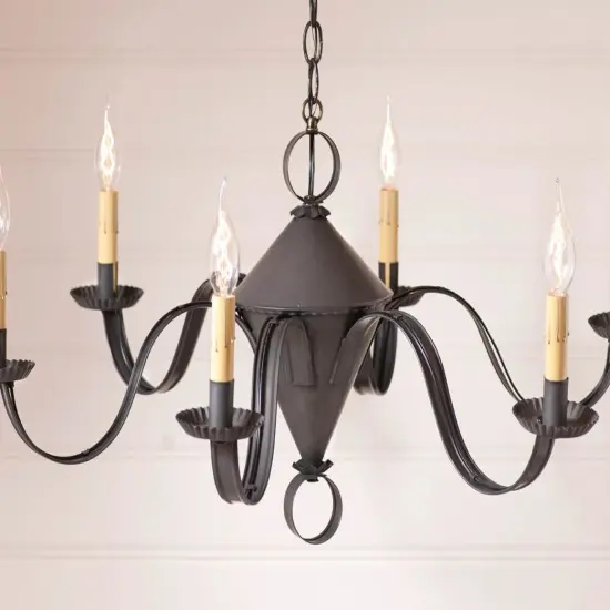 Irvins Country Tinware 6-Arm Public House Chandelier in Kettle Black {4}