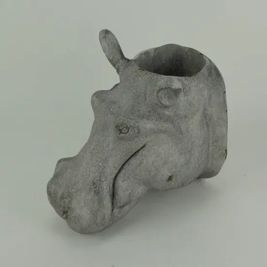 Grey Stone Finish Hippo Head Hanging Planter Statue {3}