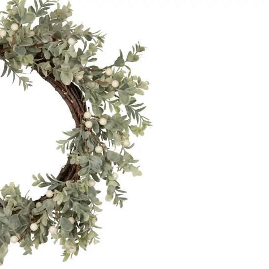 Northlight Real Touch&trade;️ Berry and Eucalyptus Christmas Wreath - 18" - Unlit Green {5}