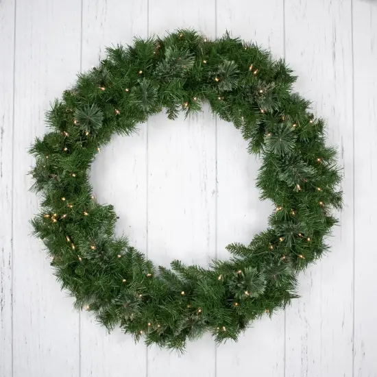 Northlight Pre-Lit Mixed Cashmere Pine Artificial Christmas Wreath - 36" - Clear Lights Green {3}