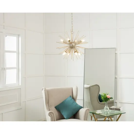 Timber 8 light Champagne pendant {2}