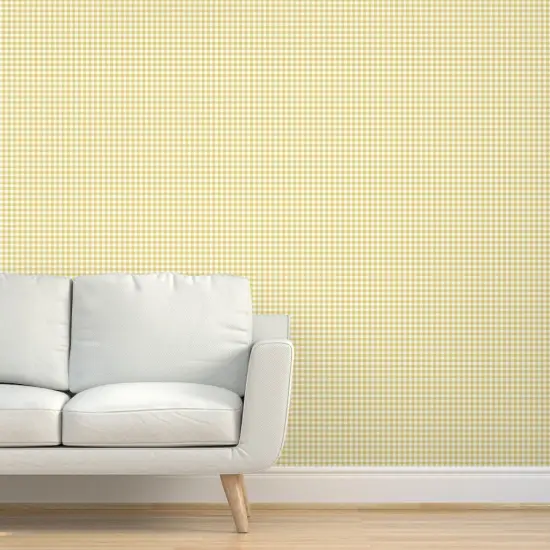 Peel & Stick Wallpaper 2FT Wide Dark Yellow Gingham Cottagecore Checkered Country Farmhouse Spring Summer Vintage Medium Scale Custom Removable Wallpaper by Spoonflower {5}