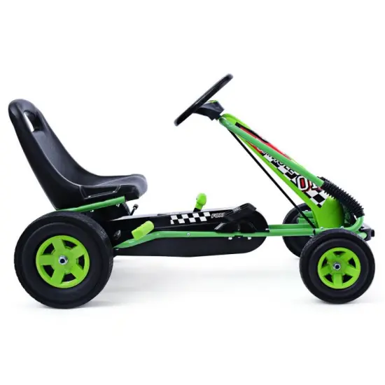 4 Wheels Kids Ride On Pedal Powered Bike Go Kart Racer Car Outdoor Play Toy Green {5}