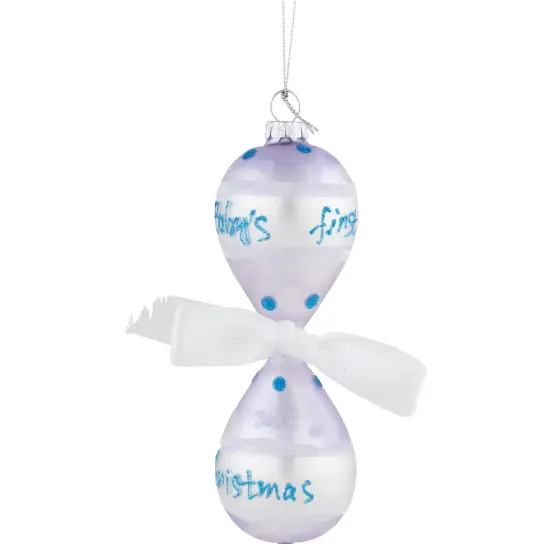 Northlight Baby Boy's First Christmas 2023 Glass Ornament - 5" Silver {1}