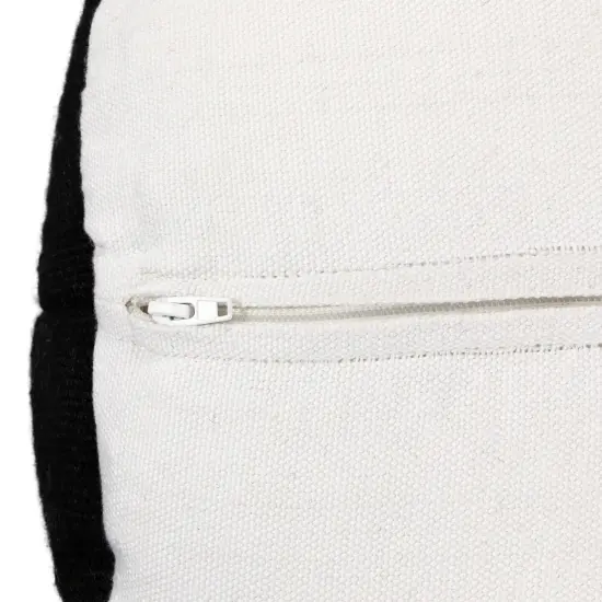 Northlight 18" Black and White Striped Outdoor Woven Pouf Ottoman {7}