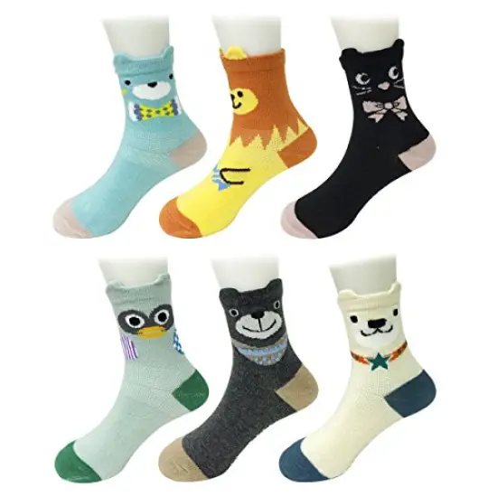 Wrapables Peek A Boo Animal Non-Skid Toddler Socks (Set of 6), Bears and Buddies Large {3}