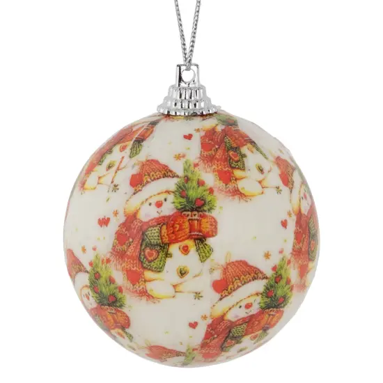 Northlight Decoupage Forest Snowmen Christmas Ball Ornaments - 2.25" (60mm) - 14ct White {4}