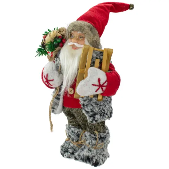 Northlight Santa Claus with Presents and Sled Standing Christmas Figure - 12" Red {5}