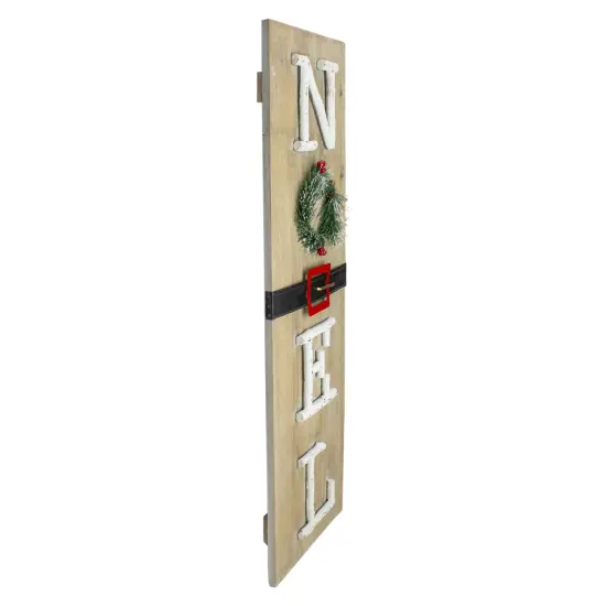 Northlight 23.75" Vertical Beige Wooden Noel Christmas Sign with Santa's Belt {4}