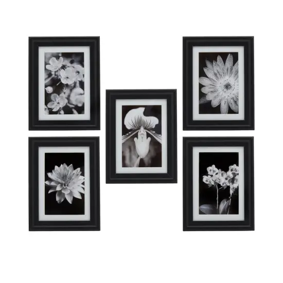 5 Pieces6.69 x 8.46 Inch Black Wood Photo Frame to Hold 5x7 Photo Without Mat or 4x6 Photo With Mat {2}