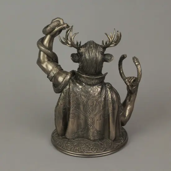 Bronze Finish Celtic Horned God Cernunnos Bust Statue 8.5 Inches High {4}