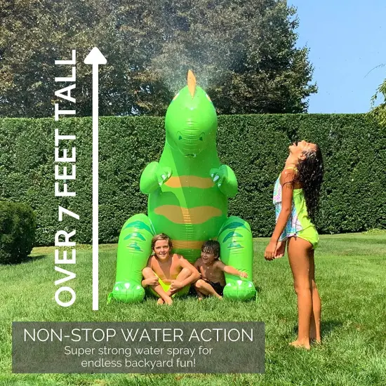 Swimline Humongous Inflatable Dinosaur Outdoor Water Sprinkler - 85" - Neon Green {3}