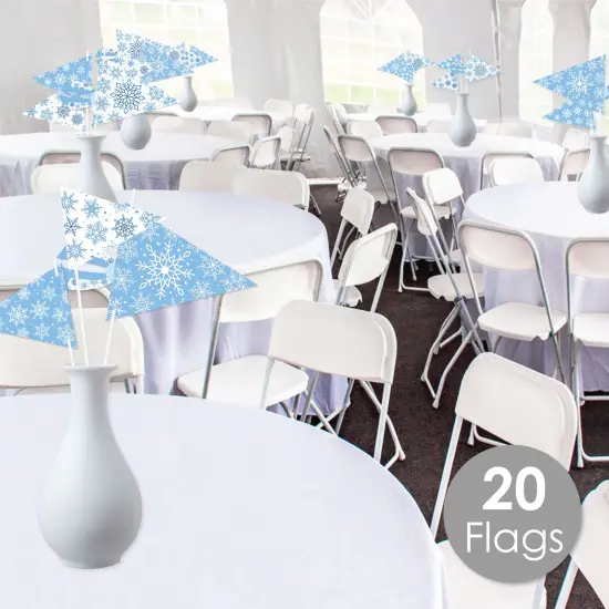 Big Dot of Happiness Blue Snowflakes - Triangle Winter Holiday Party Photo Props - Pennant Flag Centerpieces - Set of 20 {3}