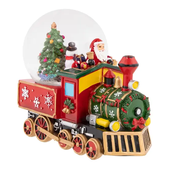 Northlight Santa Driving the Train Musical Christmas Snow Globe - 8.25" Red {5}