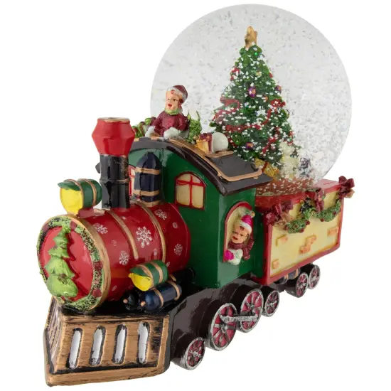 Northlight Elf Train Musical Christmas Snow Globe - 8" Red {5}