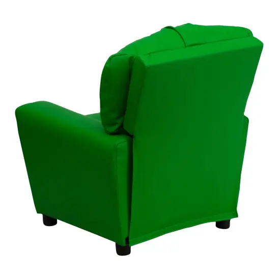 Emma and Oliver Contemporary Kids Recliner with Cup Holder Green Vinyl {4}