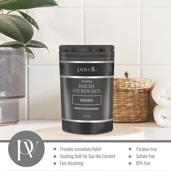 Pavelle Dead Sea Sitz Bath Salts, Sitz Bath Soak for PostPartum Pain Relief, 14 oz (397g) {6}