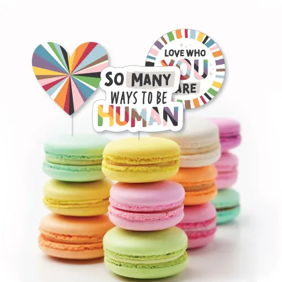 Big Dot of Happiness So Many Ways to Be Human - Dessert Cupcake Toppers - Pride Party Clear Treat Picks - Set of 24 {6}