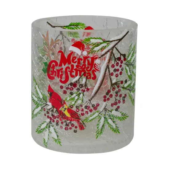 Northlight 2.75-Inch Cardinal and Pine Hand Painted Flameless Christmas Candle Holder Red {1}