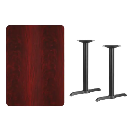 Emma and Oliver 30"x42" Rectangular Laminate Table with 5"x22" Table Height Bases Natural {6}