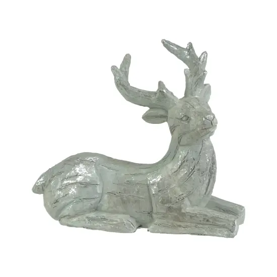 Northlight Faux Wood Grain Sitting Deer Christmas Figure - 7.5" Gray {1}