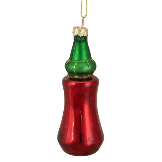 Northlight Glittered Bottle of Hot Sauce Glass Christmas Ornament - 4" - Red and Green {6}