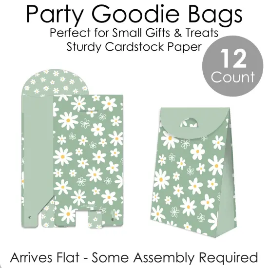 Big Dot of Happiness Sage Green Daisy Flowers - Floral Gift Favor Bags - Party Goodie Boxes - Set of 12 {7}