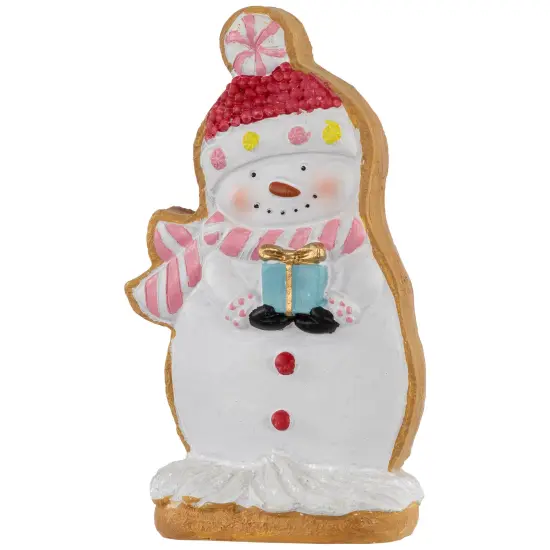 Northlight Gingerbread Snowman with Present Christmas Figurine - 7" White {5}