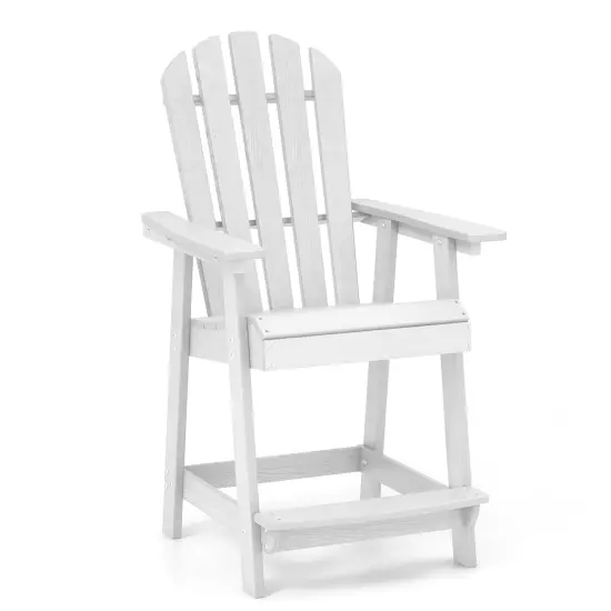 Hdpe Patio Chair With Armrest And Footrest For Indoor Outdoor White {3}