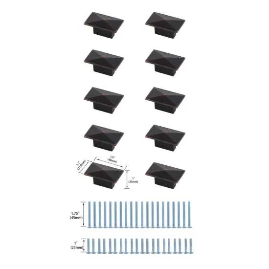 Perry 2" Oil-rubbed Bronze Rectangle Knob Multipack (Set of 10) {6}