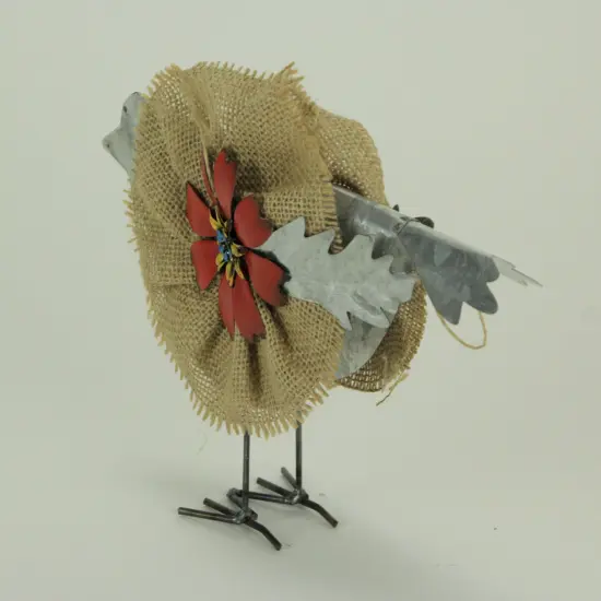 Metal and Burlap Rustic Flower Bird Sculptures Set of 3 {4}