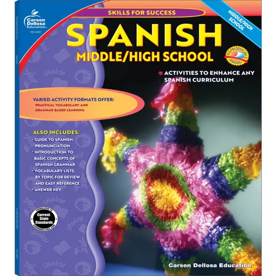 Carson Dellosa Skills for Success Spanish Workbook, Parts of Speech, Grammar, Sentence Building Skills, and More, Middle and High School Classroom or Homeschool Curriculum {1}