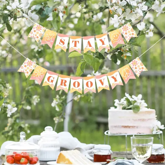Big Dot of Happiness Stay Groovy - Boho Hippie Party Mini Pennant Banner - Stay Groovy {7}