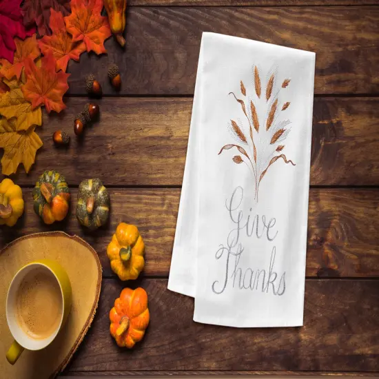 Give Thanks Flour Sack Cotton Kitchen Towel {3}