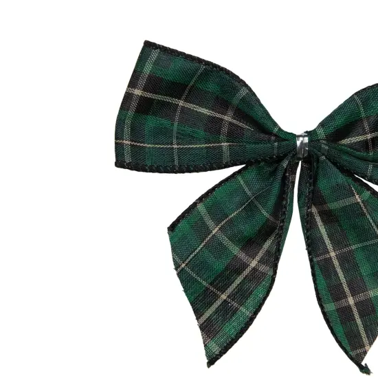 Northlight 2-Loop Christmas Bow Decorations - 5.5" - Green and Black - Pack of 6 {5}