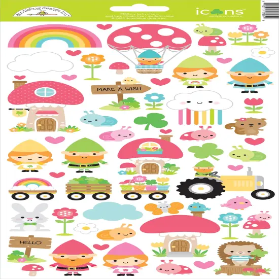 Doodlebug Cardstock Stickers 6"X13"-Over The Rainbow Icons {1}