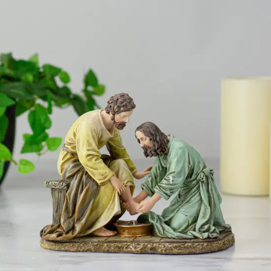 Roman Joseph's Studio Jesus Washing Feet Figure - 8" Brown {3}