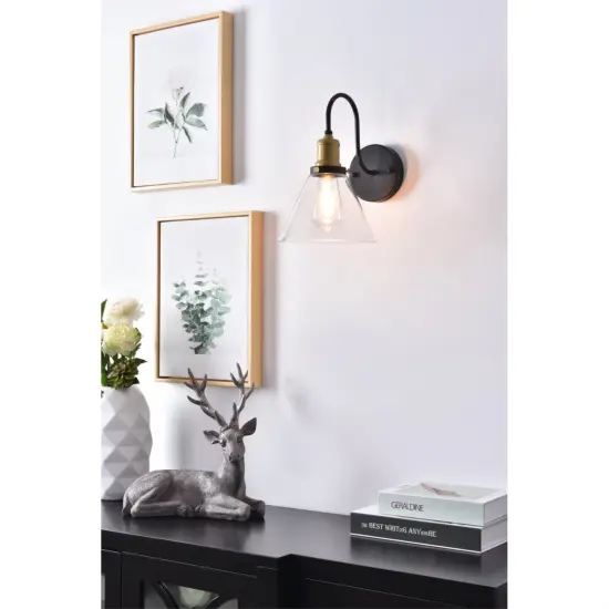 Histoire 1 light brass and black Wall Sconce {2}