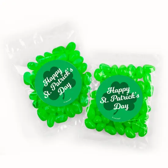 12 Pcs St. Patrick's Day Candy Party Favors Green Jelly Bean Goodie Bags with Stickers {1}