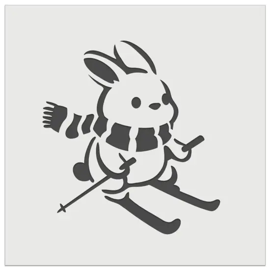 Ski Rabbit Bunny Slopes Snow Rabbit Wall Cookie DIY Craft Reusable Stencil {7}